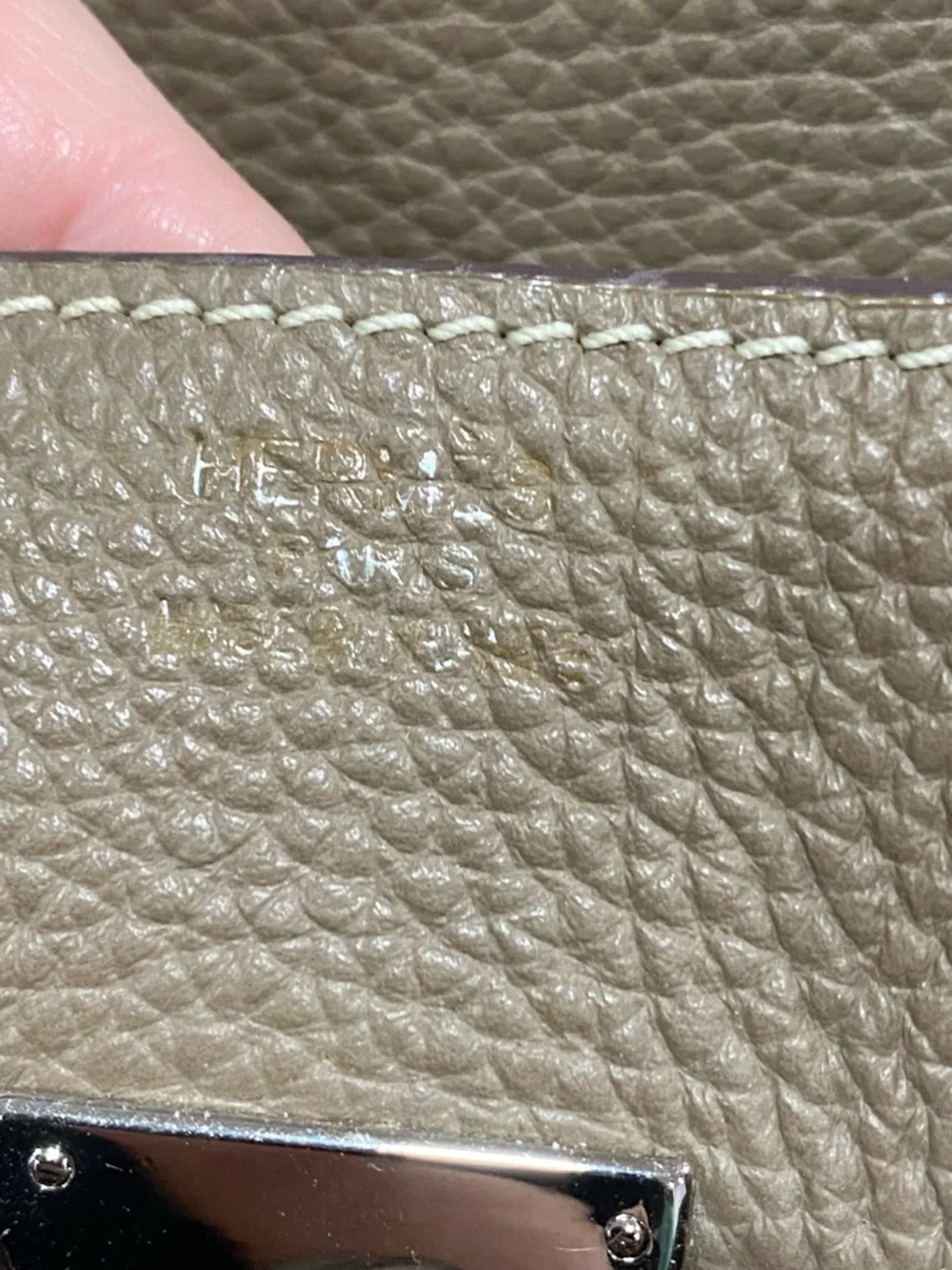 Taupe Leather Top-Handle Satchel - Picture 13 of 15